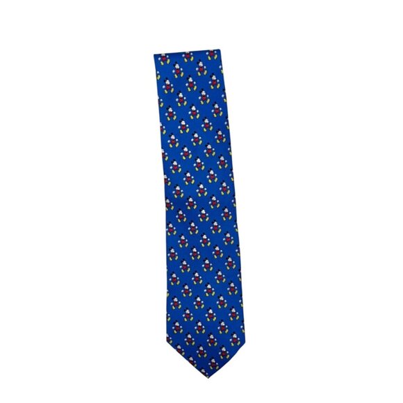 Disney Mickey Mouse Blue Patterned Silk Necktie - Picture 1 of 5